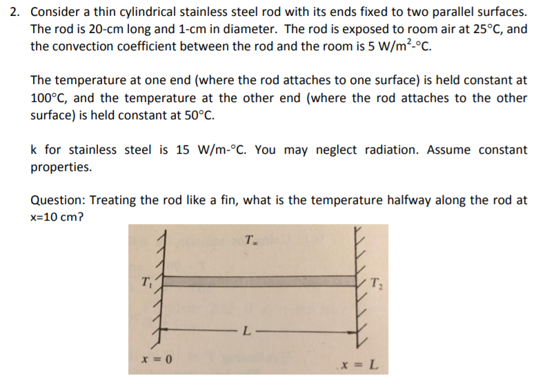 Solved 2. Consider a thin cylindrical stainless steel rod