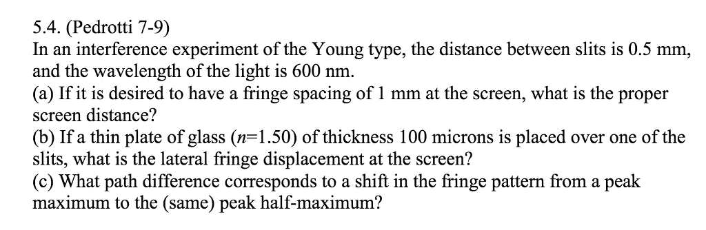 Solved In an interference experiment of the Young type, the | Chegg.com