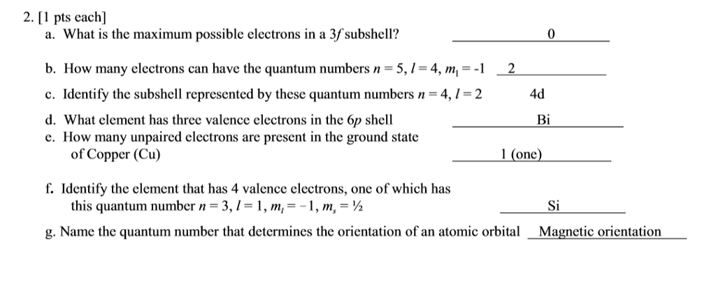 Solved: What Is The Maximum Possible Electrons In A 3f Sub... | Chegg.com