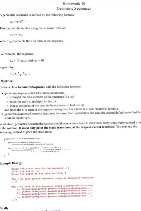 Solved A geometric sequence is defined by the following | Chegg.com