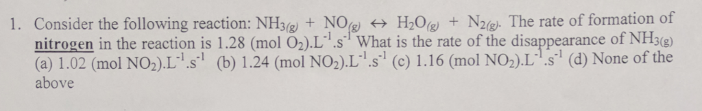 Solved Consider the following reaction: NH3g) + NO(g) ㈩ | Chegg.com