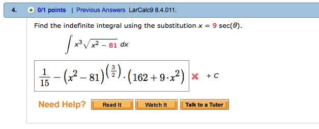 Solved Find The Indefinite Integral Using The Substitution X