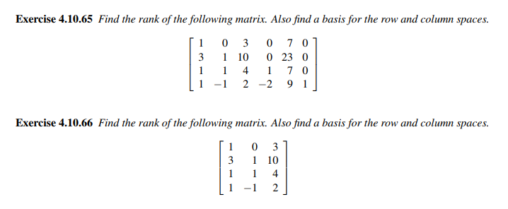 Solved Exercise 4.10.65 Find the rank of the following Chegg