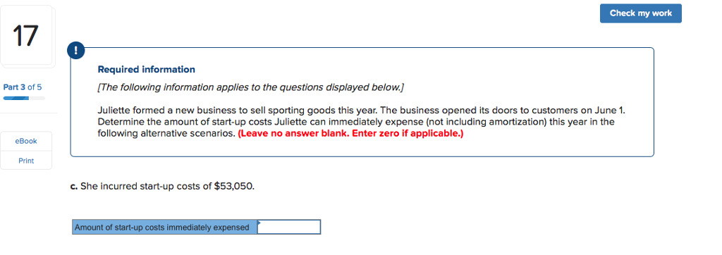 Solved Check my work 15 Required information Part 1 of 5 The | Chegg.com
