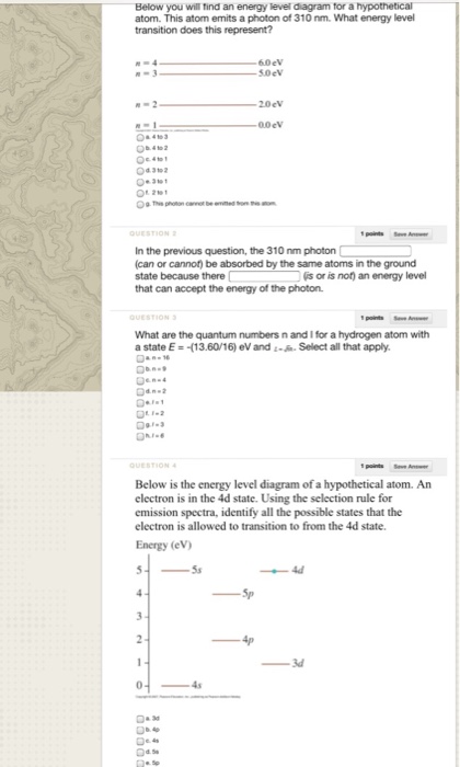 Solved Below you will find an energy level diagram for a | Chegg.com