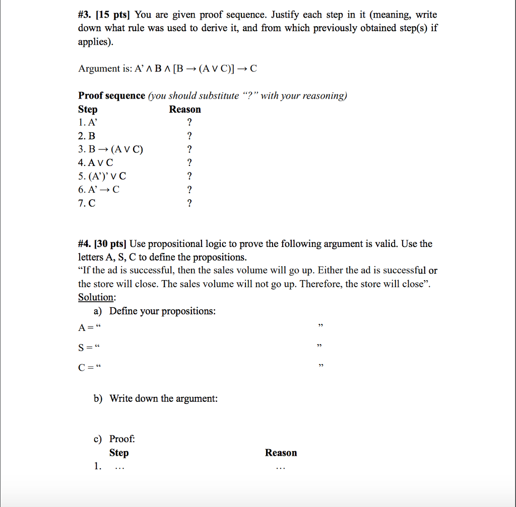 Solved You are given proof sequence. Justify each step in it | Chegg.com