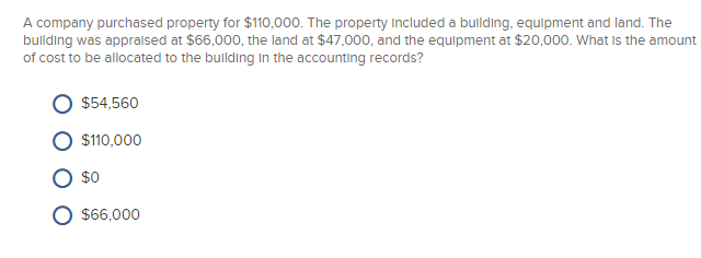 A Company Purchased Property For $100 000 Solved A company purchased property for $110, 000. The | Chegg.com