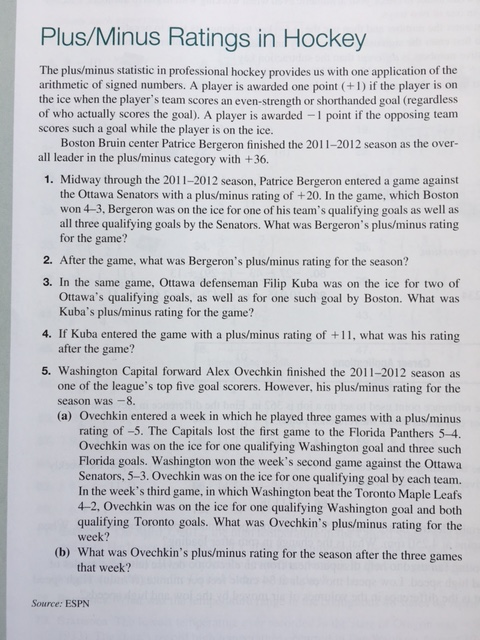 Solved Plus/Minus Ratings in Hockey The plus/minus statistic | Chegg.com