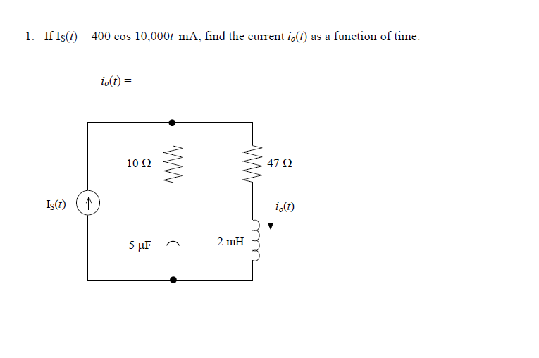 Solved Find the current i0(t) as a function of time if Is(t) | Chegg.com