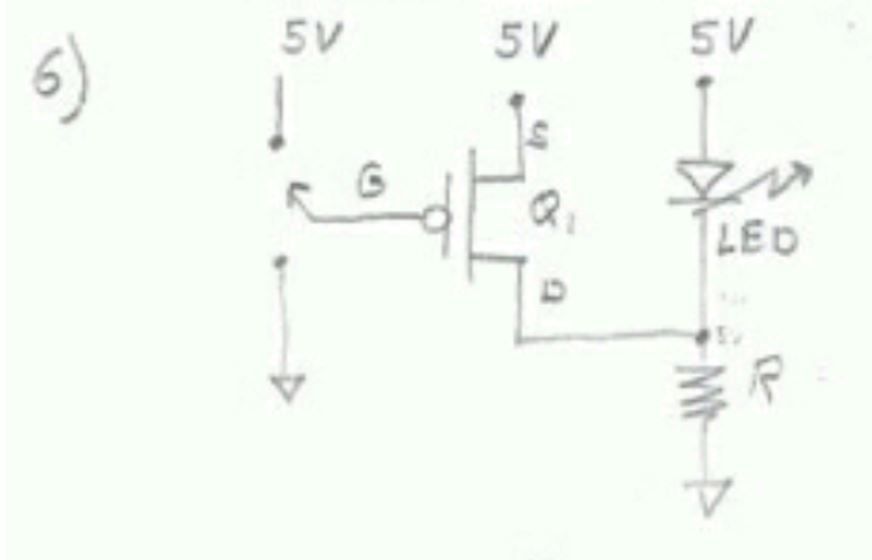 Solved 6) LED Circuit with P channel MOSFET (Figure 6)