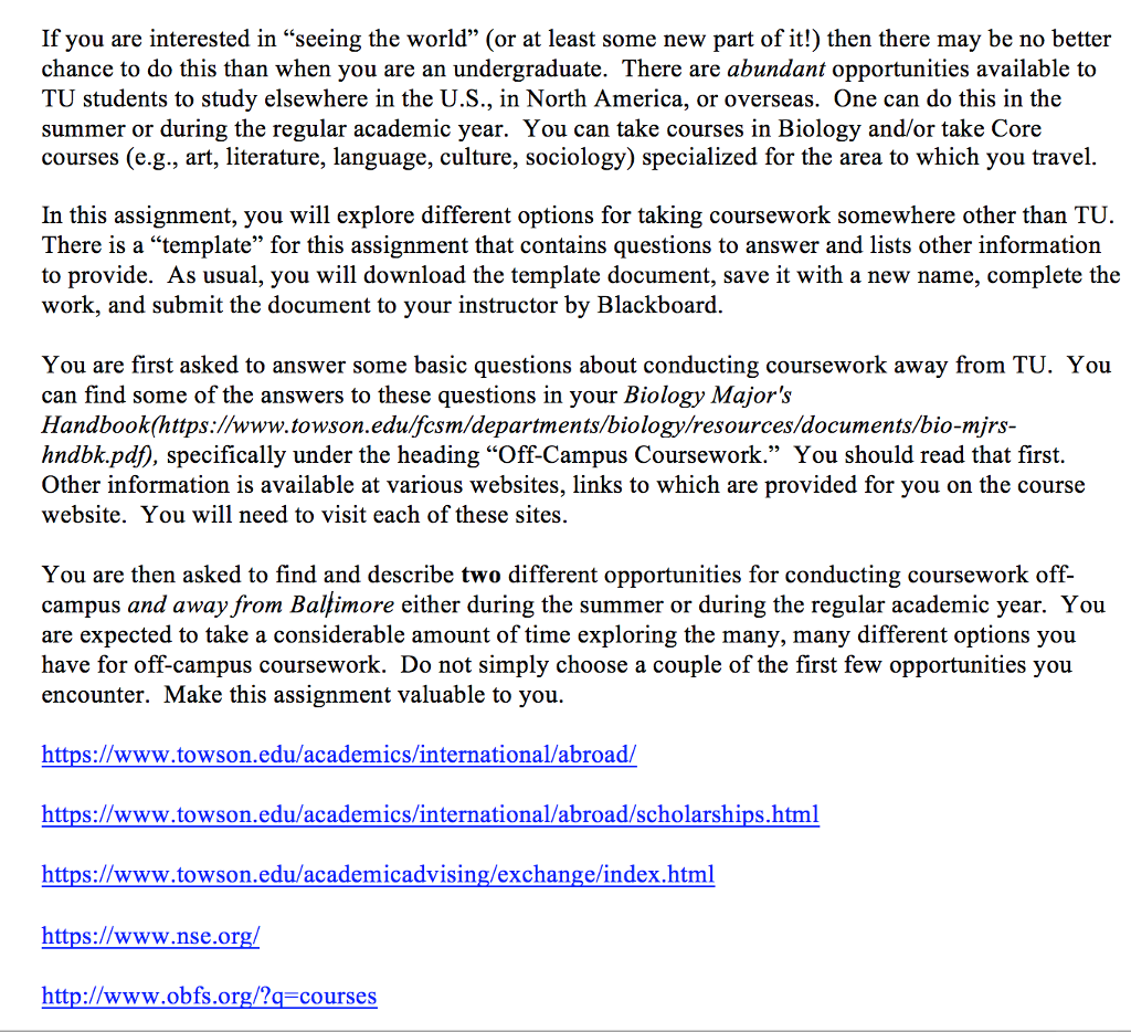 Solved If you are interested in "seeing the world" (or at | Chegg.com