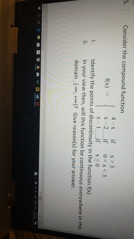 Solved 5. Consider the compound function x if x> 3 f(x)= x-2 | Chegg.com
