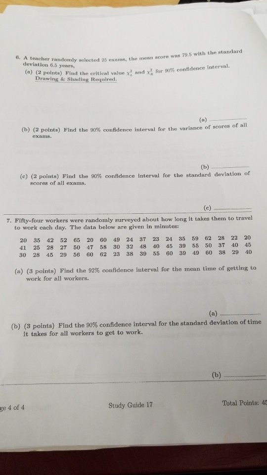 Solved 6. A teacher randomly selected 5 exams, the mean | Chegg.com