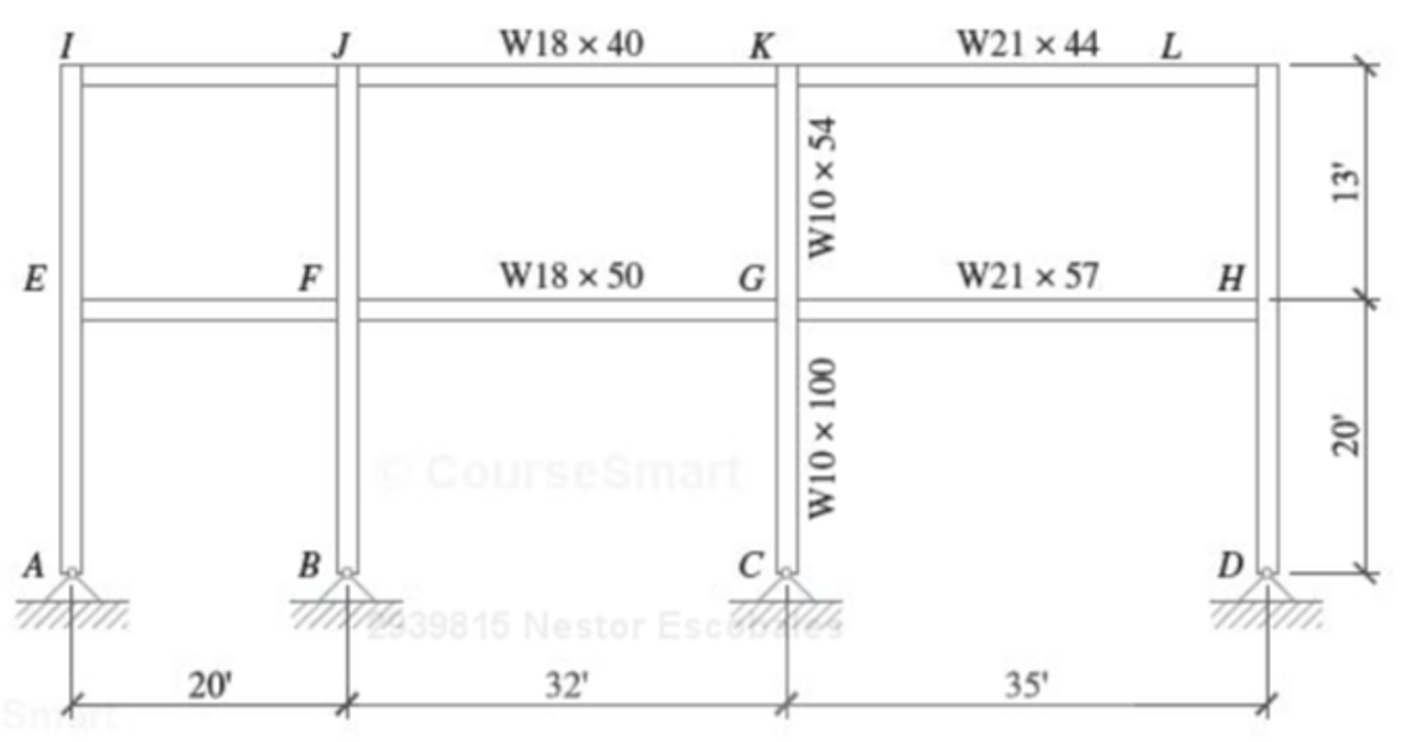 The preliminary column and girder sizes for a | Chegg.com