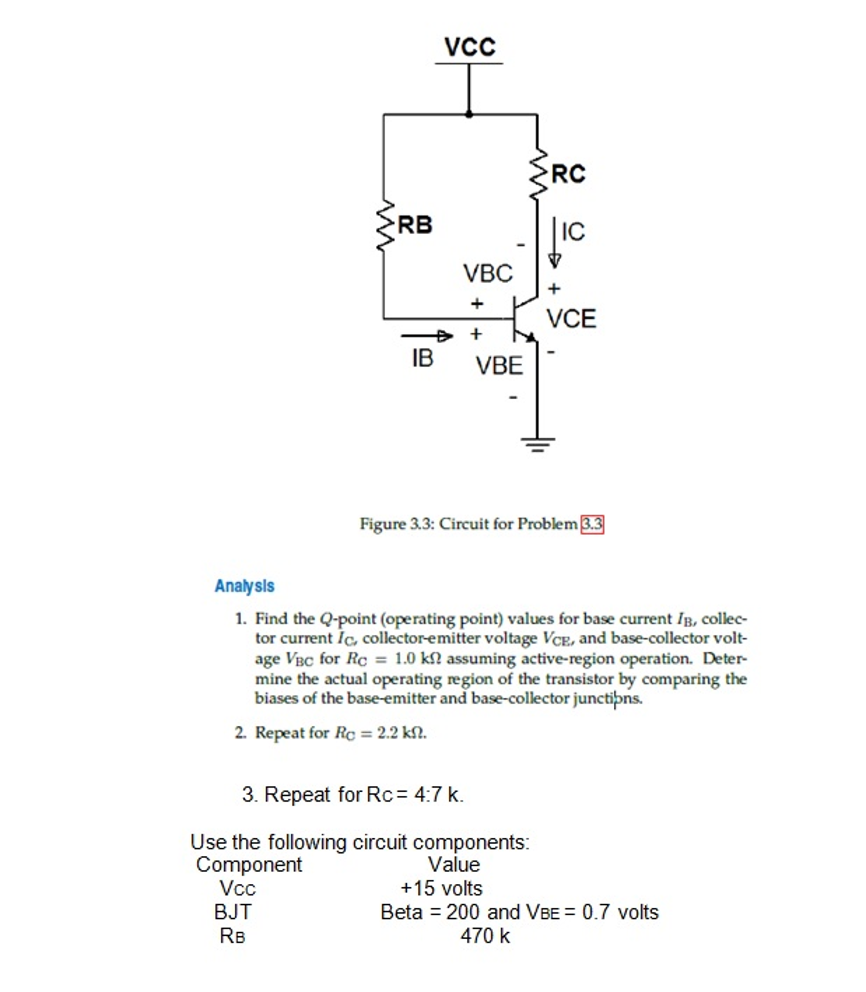 Solved Find the Qpoint (operating point) values for base