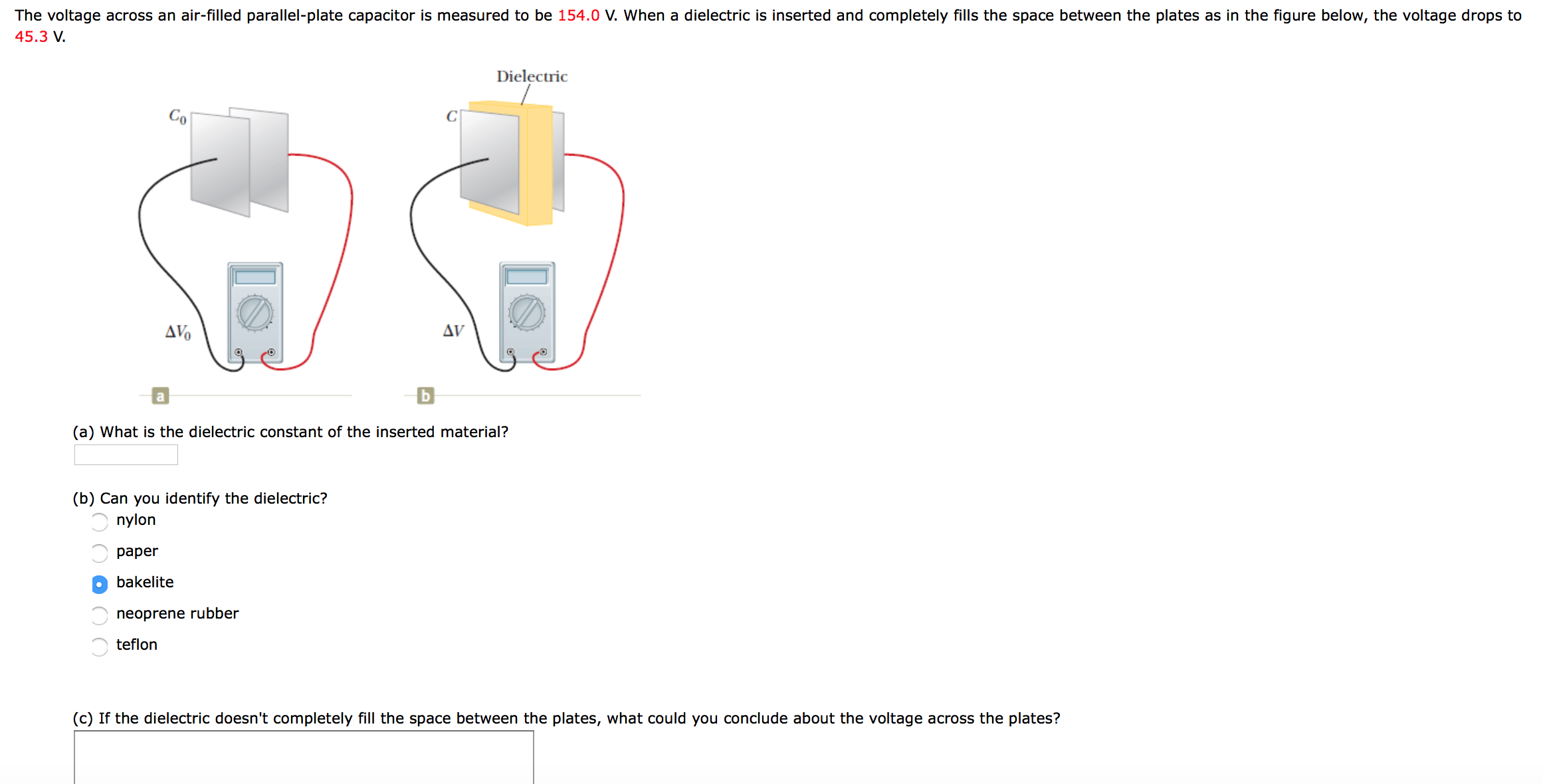 Solved The voltage across an airfilled parallelplate
