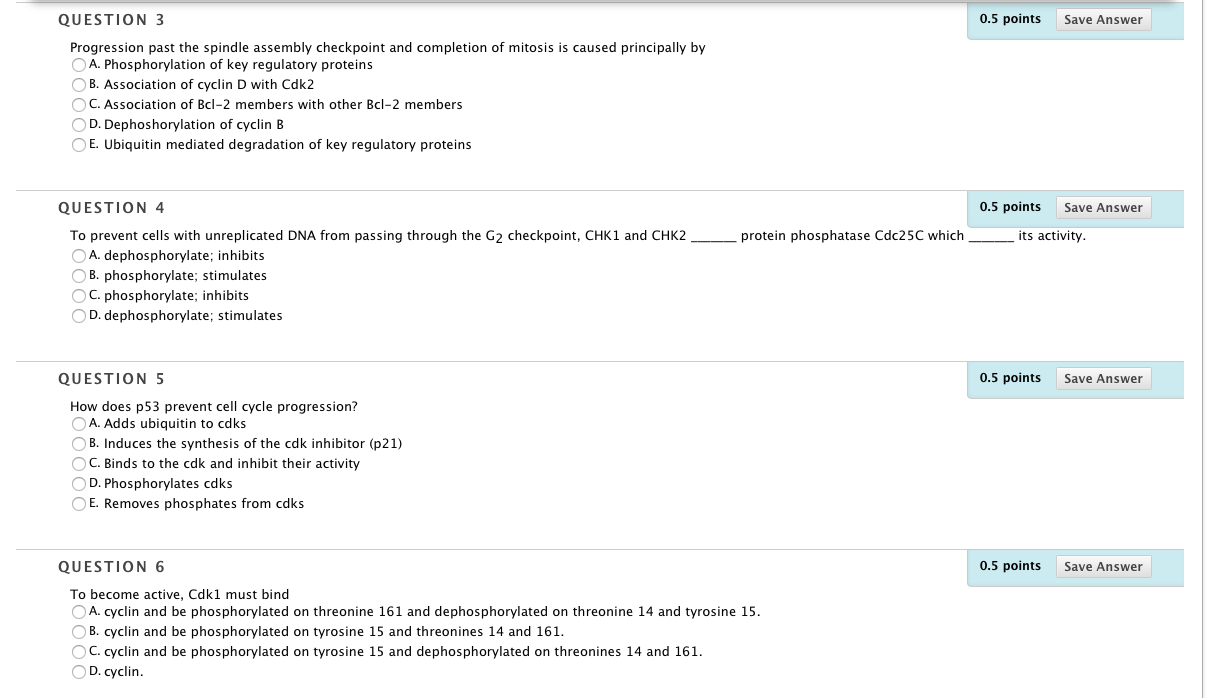 Solved Progression past the spindle assembly checkpoint and
