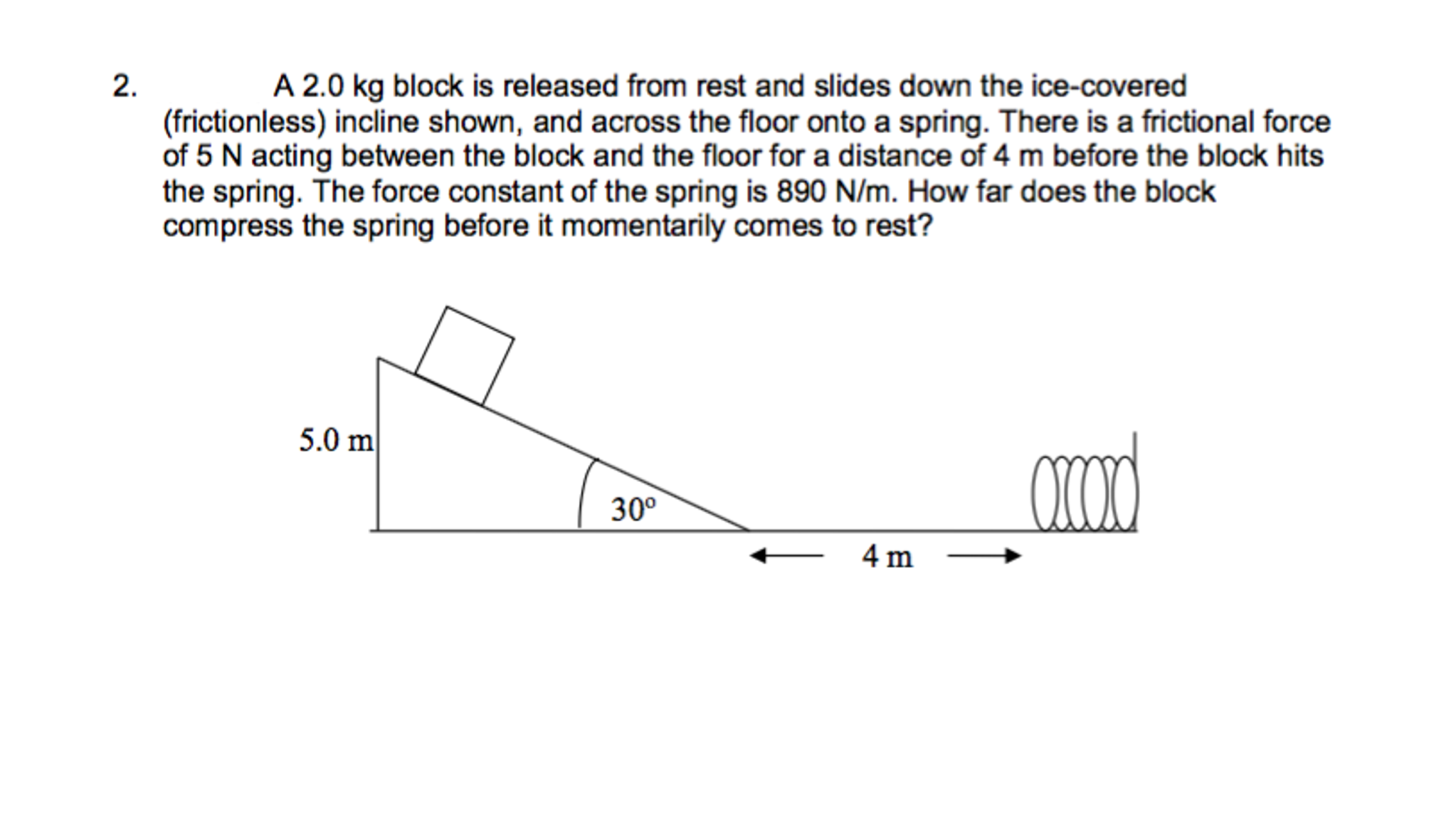 solved-a-2-0-kg-block-is-released-from-rest-and-slides-down-chegg