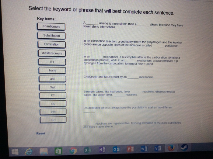 Solved Select the keyword or phrase that will best complete | Chegg.com
