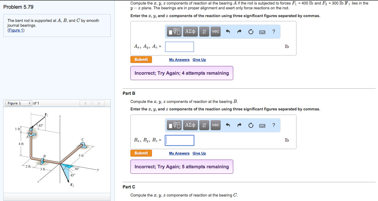 Solved Compute the x, y, z components of reaction at the | Chegg.com