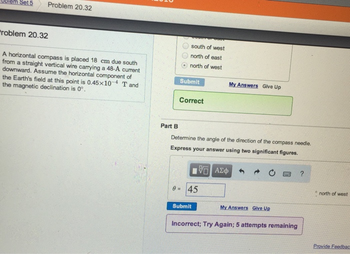 Solved A horizontal compass is placed 18 cm due south from a | Chegg.com