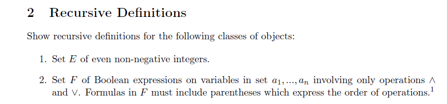 Solved 2 Recursive Definitions definitions for the following | Chegg.com