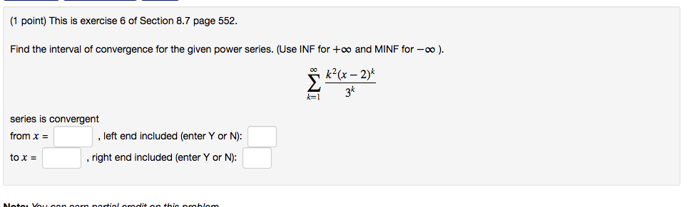 Solved (1 point) This is exercise 2 of Section 8.7 page 552. | Chegg.com