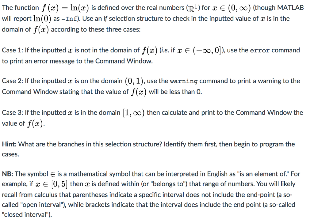 Solved The Function F X Ln X Is Defined Over The Real