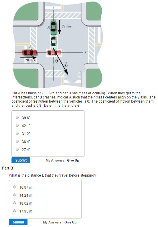 Solved Car A has mass of 2000-kg and car B has mass of | Chegg.com