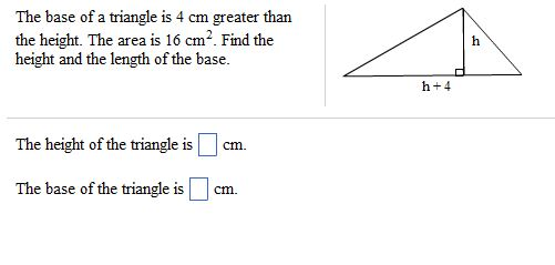 Solved The base of a triangle is 4 cm greater than the | Chegg.com