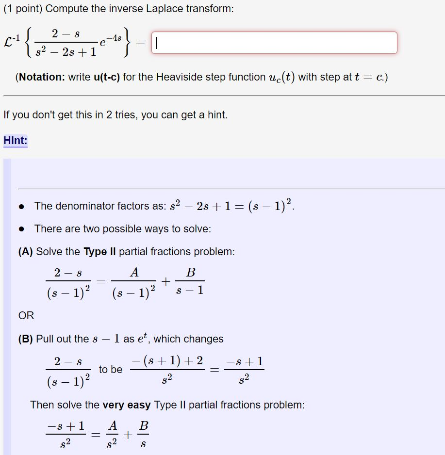 Solved Compute the inverse Laplace transform: L^-1 {2 - | Chegg.com