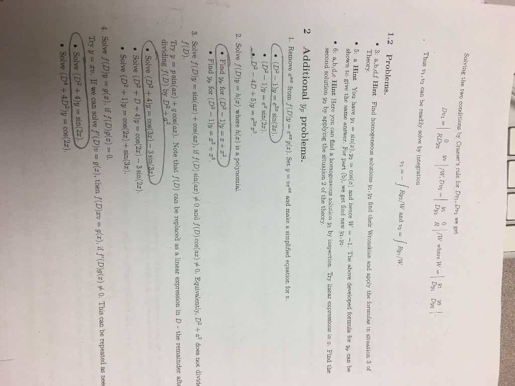 Solved 2nd Order Linear equations Please work and solve