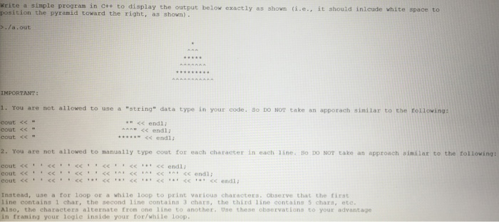 Solved Write a simple program in C++ to display the output | Chegg.com