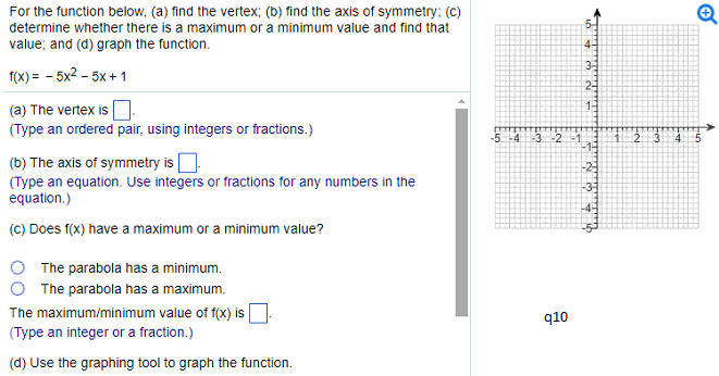 Solved For The Function Below, (a) Find The Vertex; (b) Find | Chegg.com