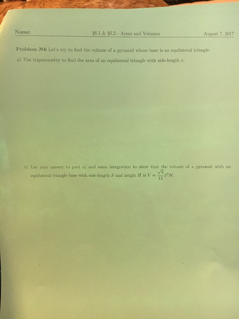 Solved Let's try to find the volume of a pyramid whose base | Chegg.com