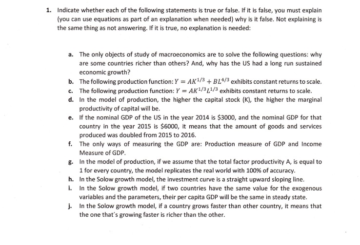 Solved indicate whether each of the following statements is | Chegg.com