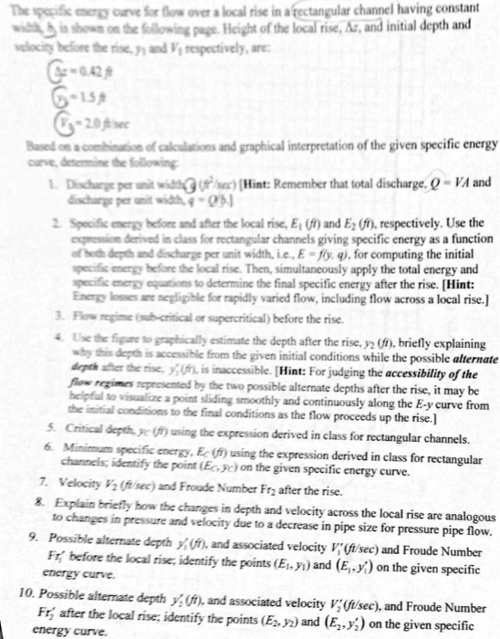 solved-the-specific-energy-curve-for-flow-over-a-local-rise-chegg