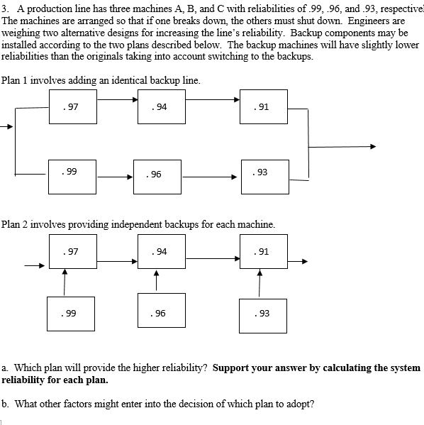 Solved 3. A production line has three machines A, B, andC | Chegg.com