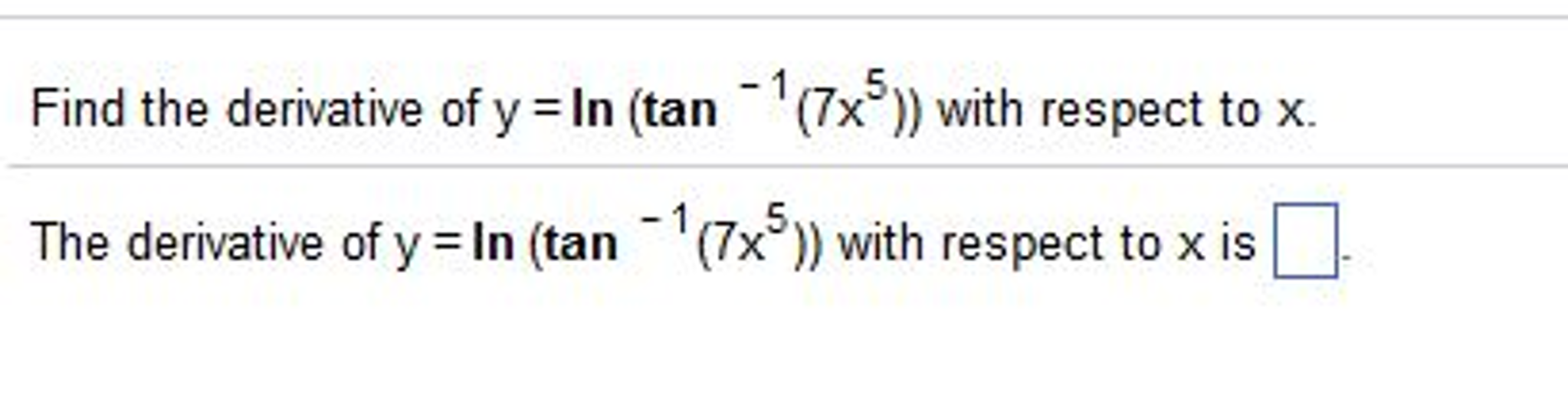 derivative of tan 1 x 5