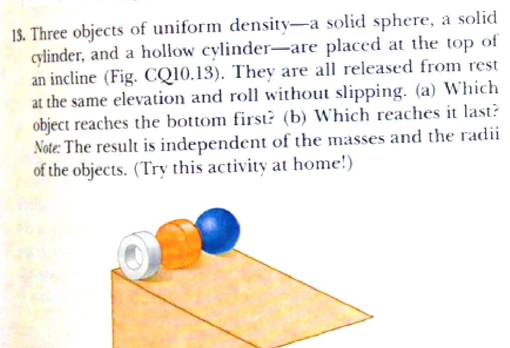 Solved Three objects of uniform densitya solid sphere, a