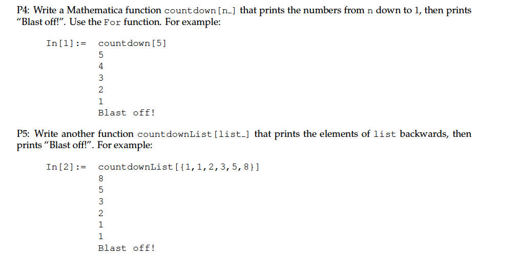 Solved Write a Mathematica function countdown [n_-] that | Chegg.com