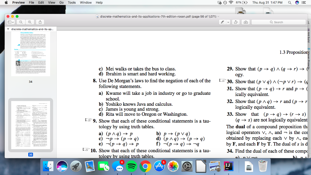 Solved c) Mei walks or takes the bus to class. d) Ibrahim | Chegg.com