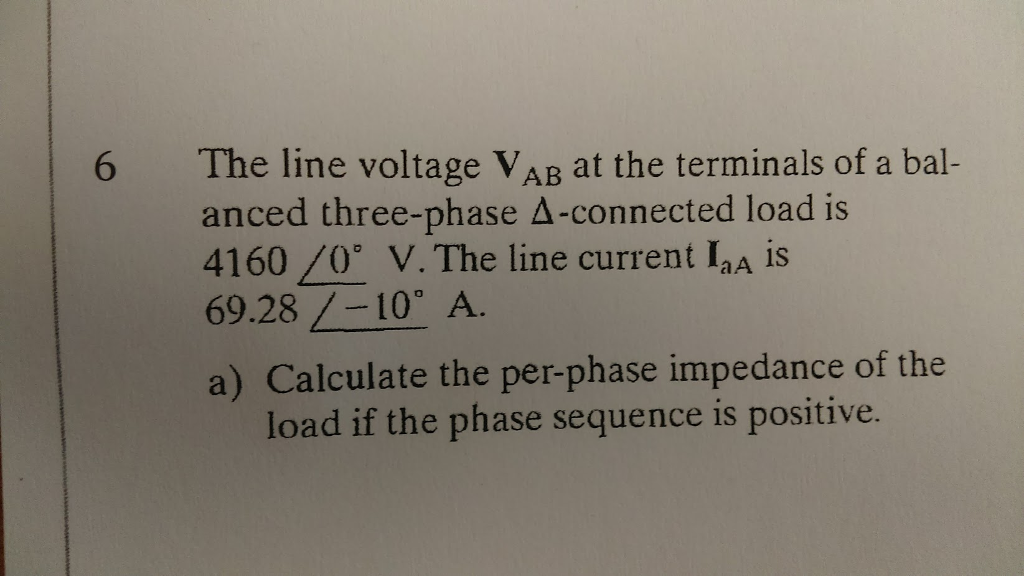 Solved The line voltage V_AB at the terminals of a balanced | Chegg.com