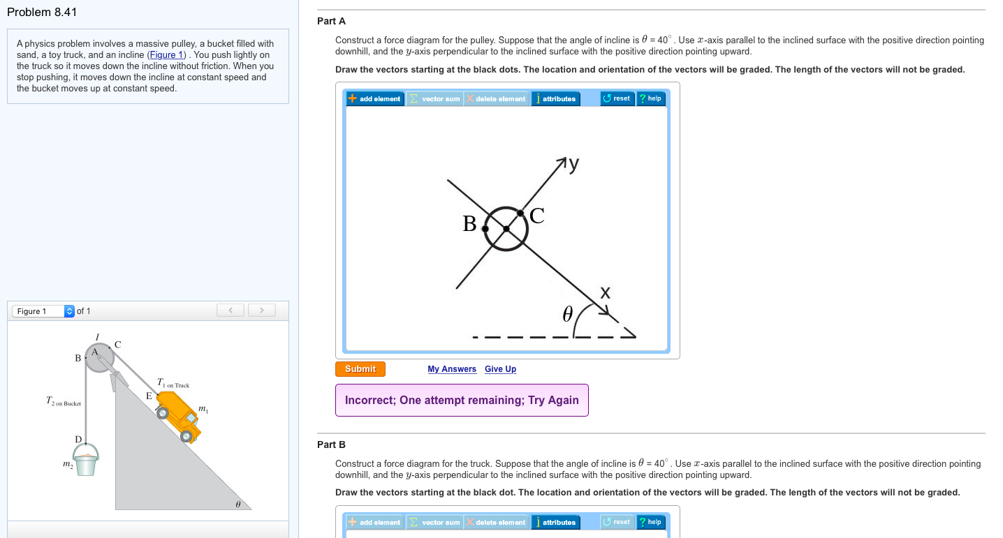 Solved A physics problem involves a massive pulley, a bucket