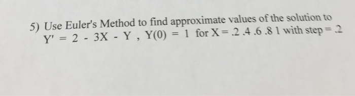Solved Use Euler's Method to find approximate values of the | Chegg.com