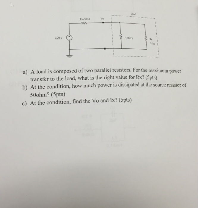 Solved A load is composed of two parallel resistors. For the | Chegg.com
