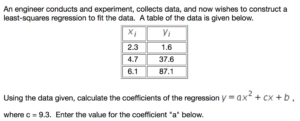 Solved An engineer conducts and experiment, collects data, | Chegg.com