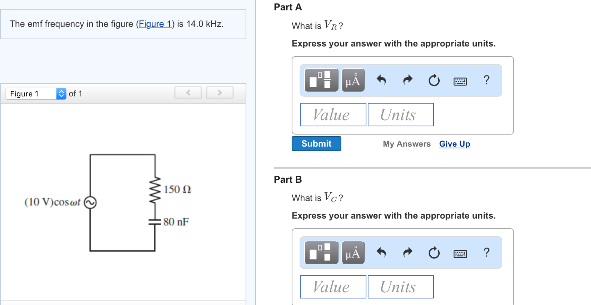 Solved The Emf Frequency In The Figure (Figure 1) Is 14.0 | Chegg.com