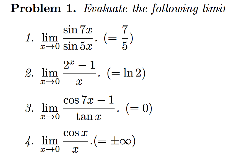 solved-problem-1-evaluate-the-following-limit-sin-7x-1-lim-chegg