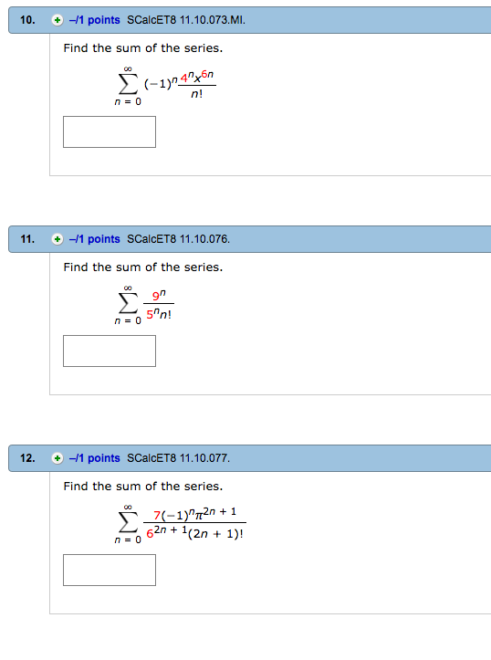 Solved Find the sum of the series. sigma^infinity_n = 0 | Chegg.com